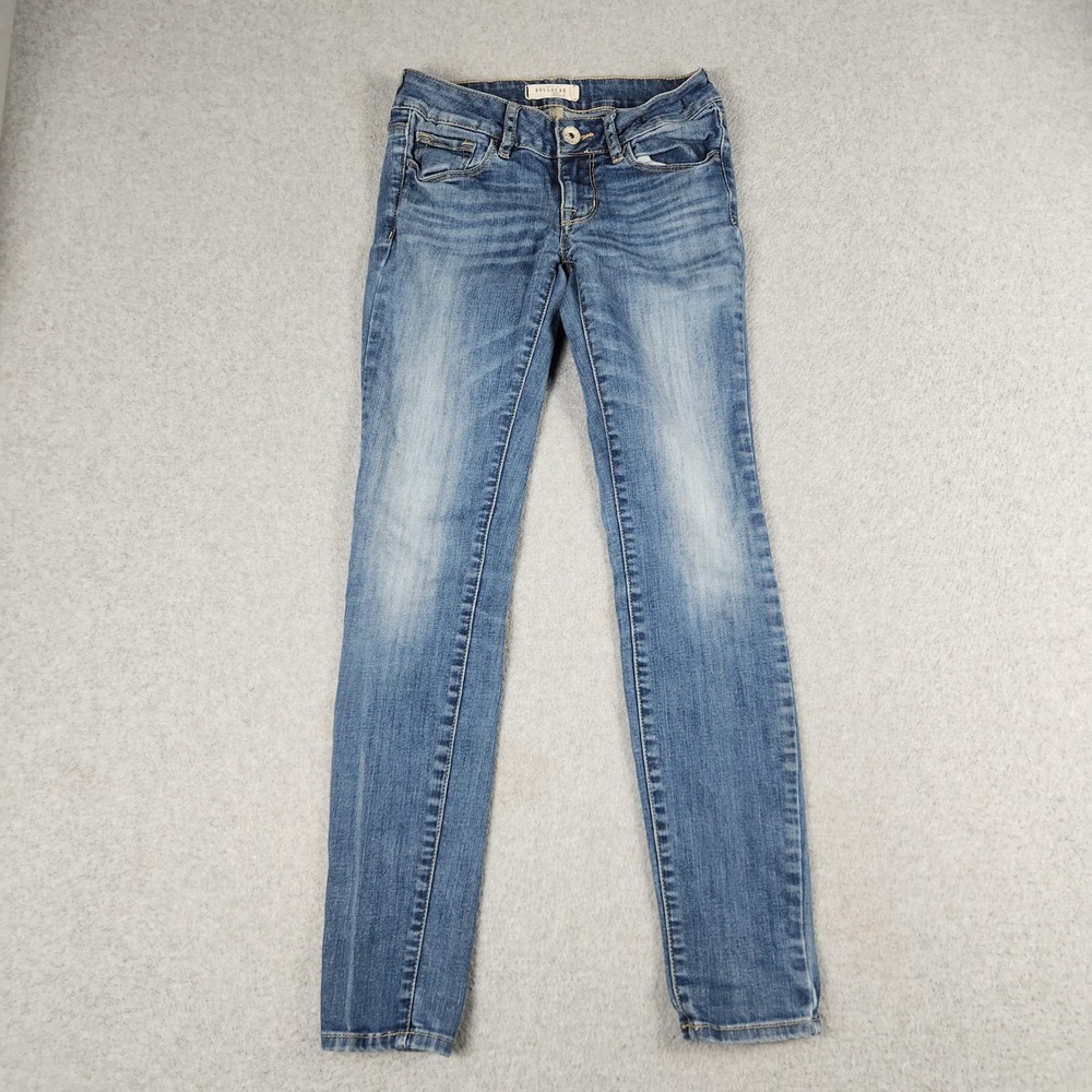 Bullhead Black Jeans Womens 1 Blue Denim Medium Wash Skinniest Low Rise Stretch